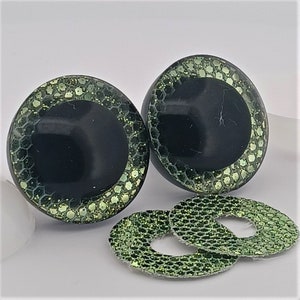 Light Green Glitter Safety Eyes -9mm to 25mm (1 pair) Fantasy Arts & Crafts Doll Teddy Bear Use in Crochet Sew Knit Craft Eyes