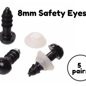 8mm BLACK safety eyes (5 pairs) plastic, amigurumi, animal, plastic, craft safety eyes for plush stuffed animals