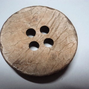 Large Natural Coconut Shell Chunky Button, 38mm or 47mm, 2 Hole Buttons, Sold Individually, Made in Italy, Highest Quality