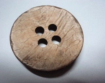 Large Natural Coconut Shell Chunky Button, 38mm or 47mm, 2 Hole Buttons, Sold Individually, Made in Italy, Highest Quality