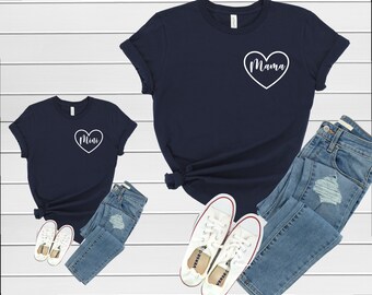 mom and daughter matching tees