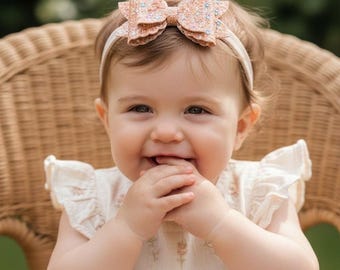 Baby Headband Set of 3, Newborn Baby Girl Headbands, Floral & Glitter Bow, Baby Shower Gift, Toddler Hair Accessories