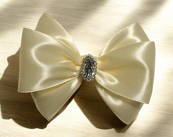 Ivoorhoofdband satijnen strik, haaraccessoires babymeisje, doophoofdband, babyhoofdband, ivoorhoofdband baby