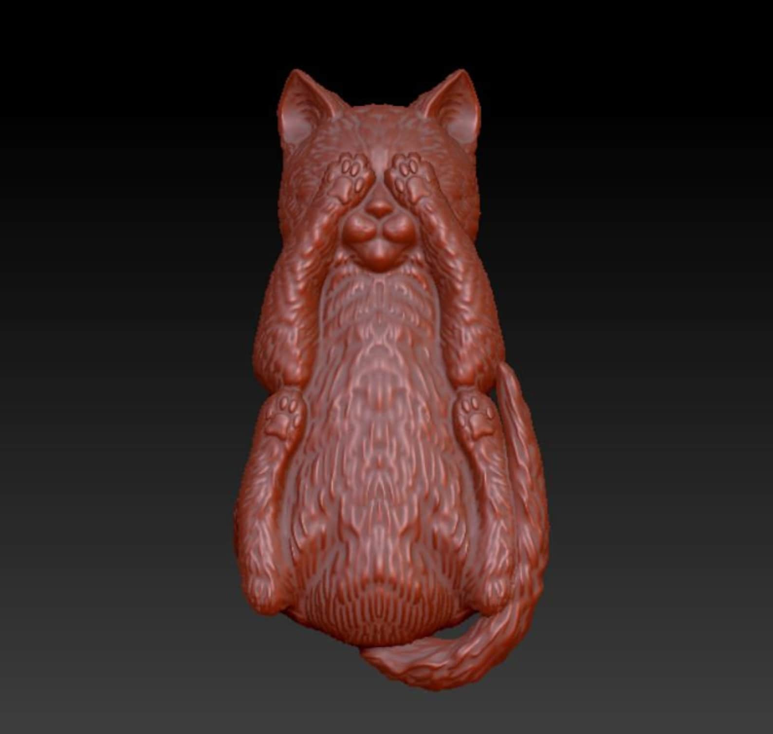 Cat Stl File for 3D Print Cute Sculpture Ready to Paint - Etsy