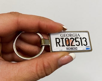 personalised Georgia state license plate keychain, custom Georgia number plates keyring