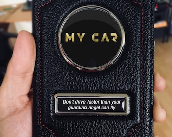 Personalized Leather auto Document Cover with Any Text or Number Plate