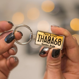 custom New Jersey State License Plate keychain, number plates keyring, any state available, any car brand