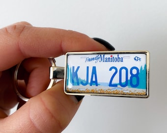 custom keychain, Manitoba license plate keychain, number plate keyring, Canada plate keyring