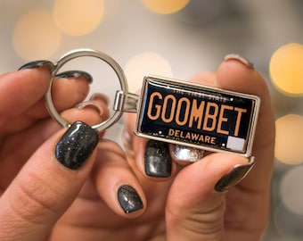 Delaware license plate, personalised plate keyring, car accessories, registration plate copy