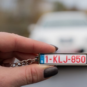Belgium number plates keyring, customized Belgium license plate keychain zdjęcie 1