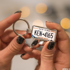 Nummersleutelhanger, nummerplaatsleutelhanger, nummerplaat New York, sleutelhanger op maat, cadeau voor autoliefhebbers