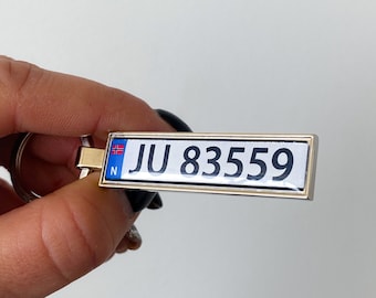 Norway license plate keychain, custom plate keyring, any country number plate