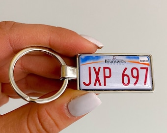 New Brunswick plate keyring, custom car plate keyring, Canada license plate keychain