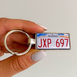 New Brunswick plate keyring, custom car plate keyring, Canada license plate keychain