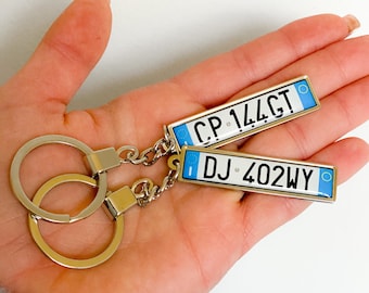 personalised Italy number plates keyring, Italy license plate keychain, Italian license plate