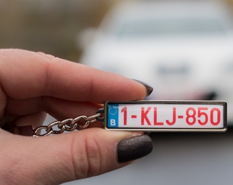 Belgium number plates keyring, customized Belgium license plate keychain