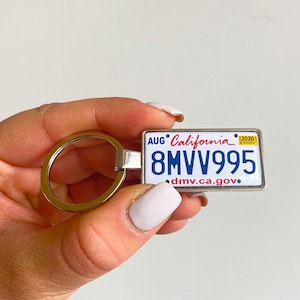 Custom plate keyring, California license plate keychain, car plate keyring, personalised keyring