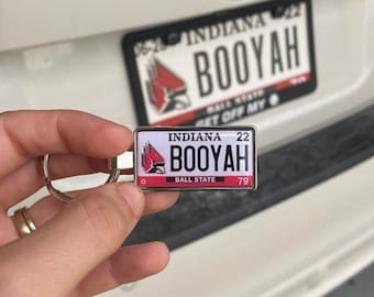 Custom Indiana ball license plate, University license plate keychain, personalised keyring