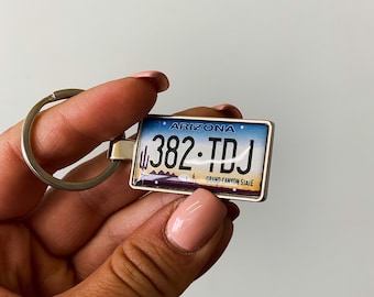 personalised Arizona license plate keychain, Arizona number plates keyring