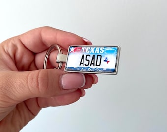 Texas license plate keychain, personalised texas keychain, custom number plate of texas
