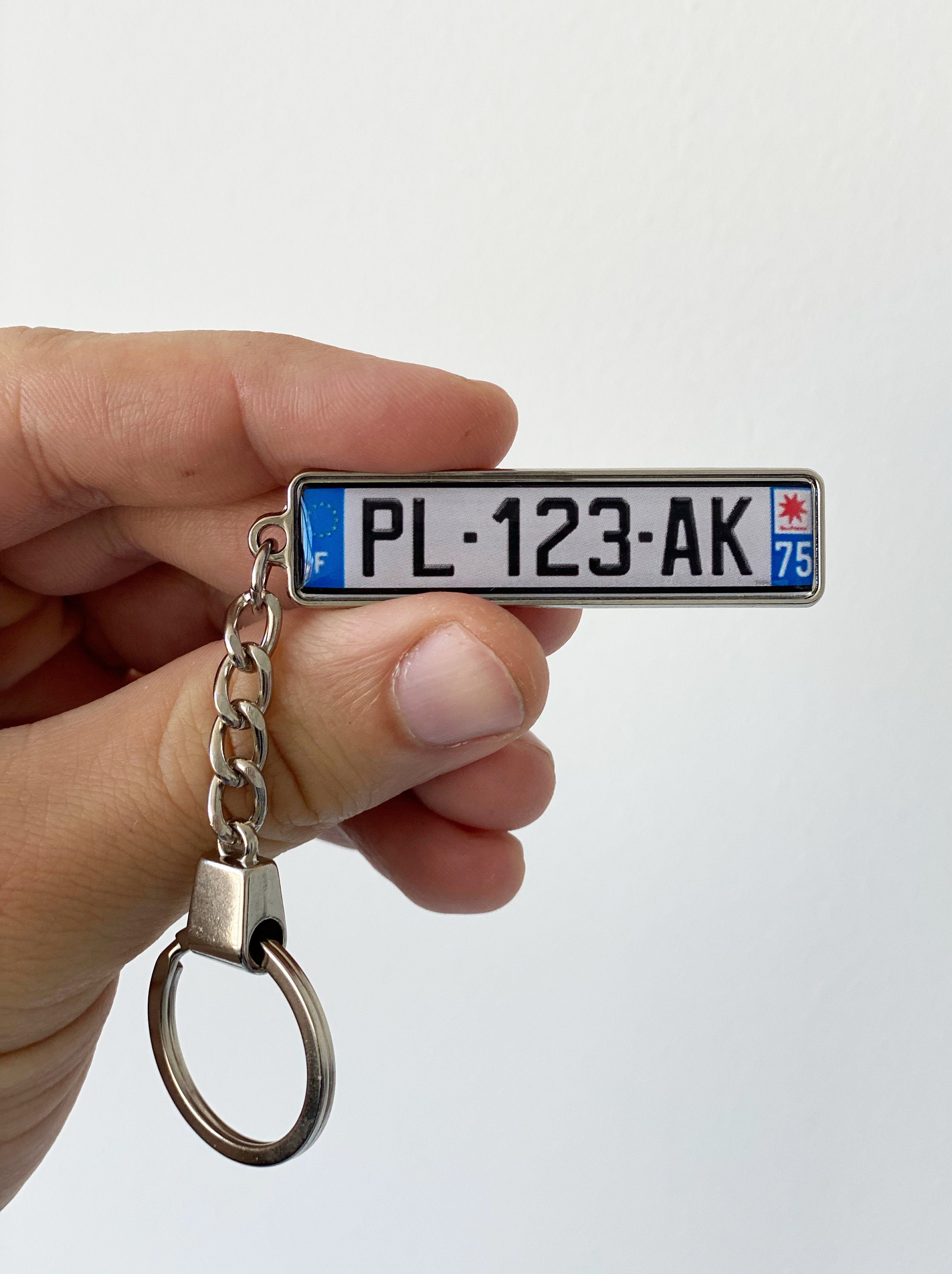 Personalised French license plate keyring, custom France number plate keychain