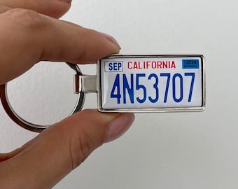 Custom California License Plate Keychain: Personalized Number Plate Keyring
