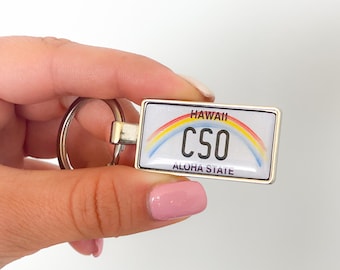 custom Hawaii number plates keychain, personalized Hawaii license plate keyring