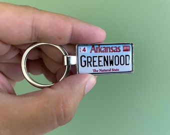 Any custom plate keyring, Arkansas license plate keychain, car plate keyring, personalised keyring