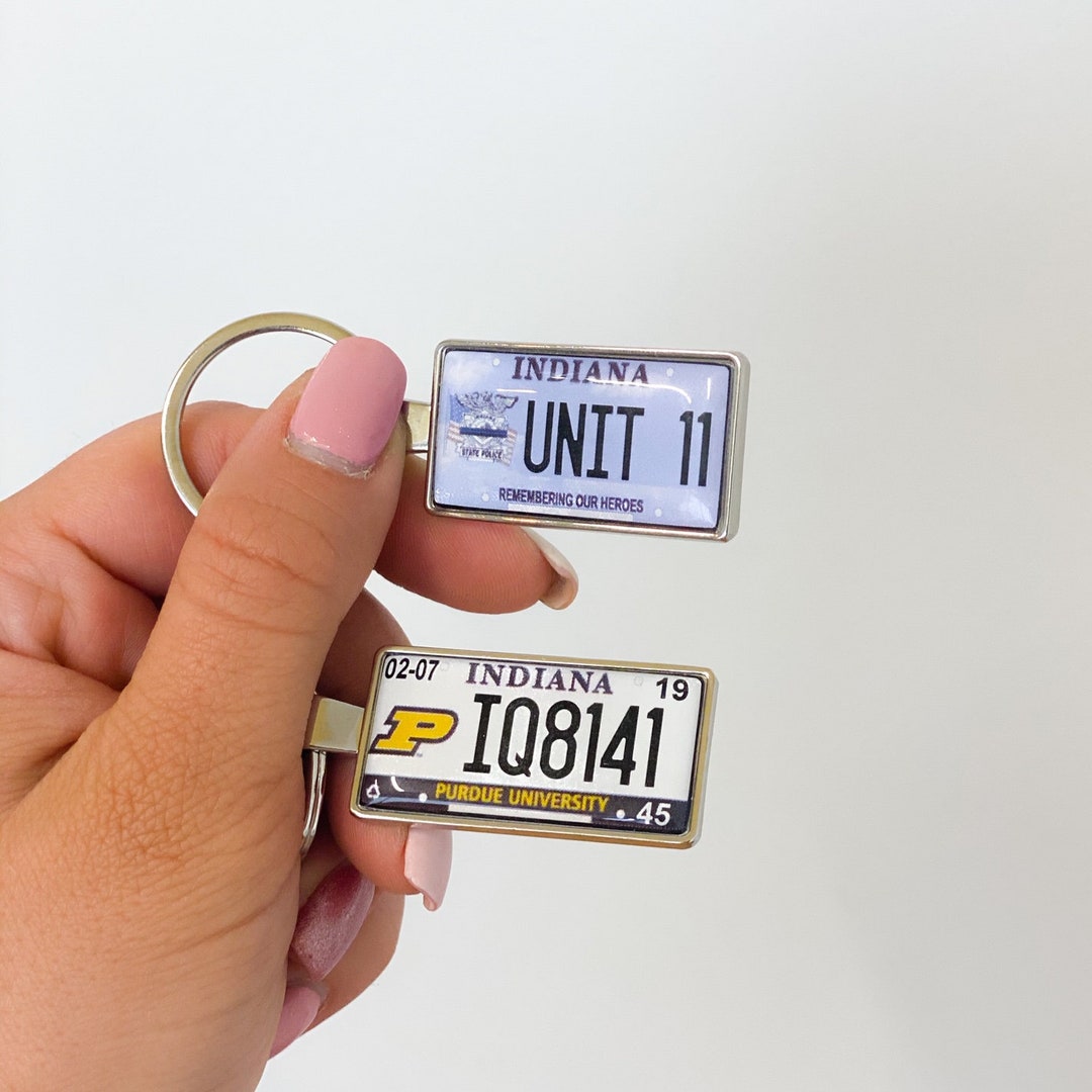 Indiana License Plate Keychain, Custom Double Sided Keyring - Etsy