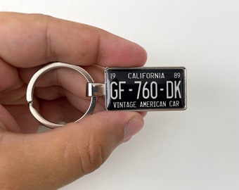 Custom Vintage California license plate keychain, custom license plate keychain