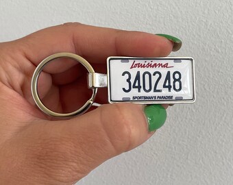 Personalised Louisiana license plate keychain, mini plate copy