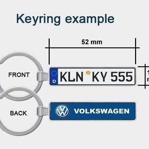 Gepersonaliseerde Nederlandse kentekenplaten sleutelhanger, op maat gemaakt voor elk land, dubbelzijdige kentekenplaten sleutelhanger met automodel afbeelding 7