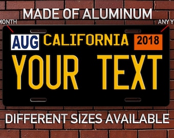Custom Legacy plate, California vintage license plate, old california plate, black california plate