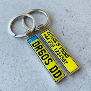 Any country, personalized and double sided, car number plate keyring with car model or your design