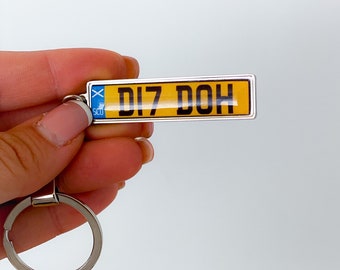 Personalized Scotland number plate keyring, any country available, two sided keychain