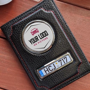 Custom leather document cover with any photo and number plates