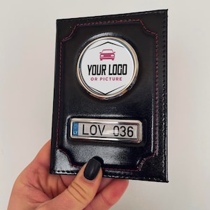 Personalisierter Leder Dokumenten Organizer, personalisierte Kennzeichenhalter