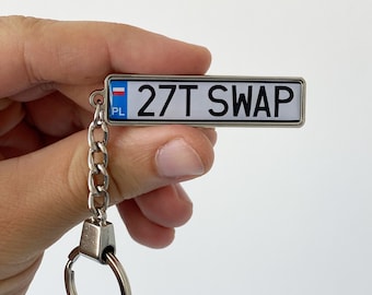Personalized Poland License Plate Keychain, custom Polish number plate keyring