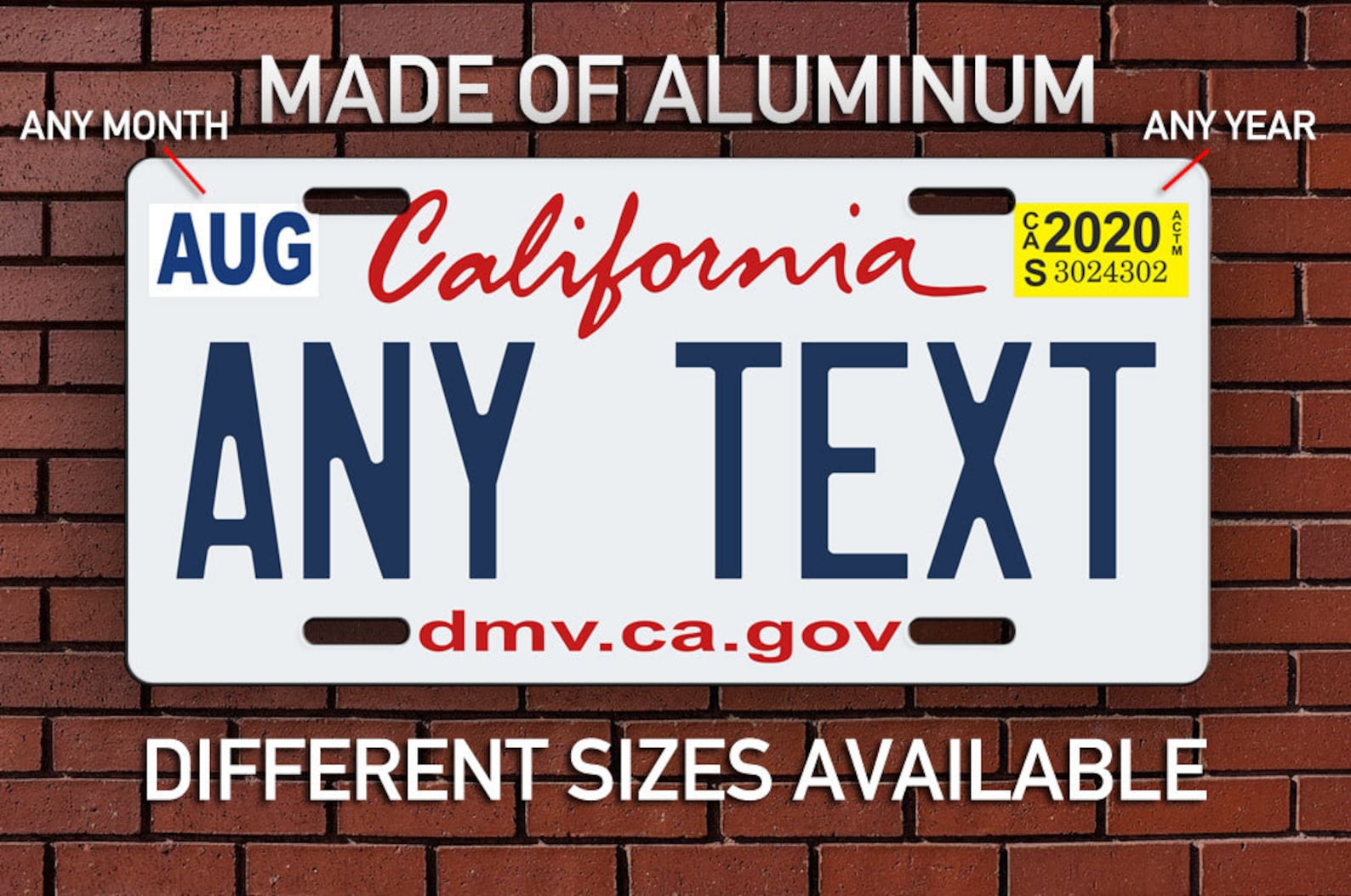 California Personalized License Plate Custom Aluminum License Etsy