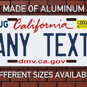 California Personalized License Plate, custom aluminum license plate