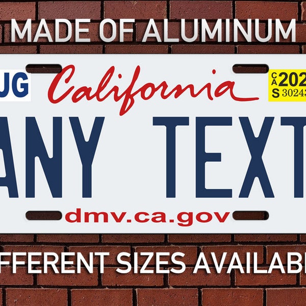 Matrícula personalizada de California, matrícula de aluminio personalizada