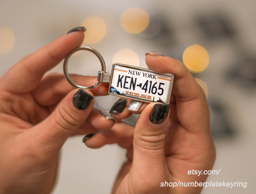 Number Keychain, License Plate Keyring, New York License Plate, Custom