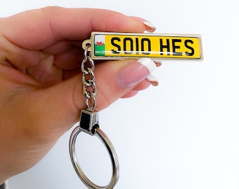 personalised Wales license plate keychain, two sided keyring number plates of United Kingdom, any country number plates
