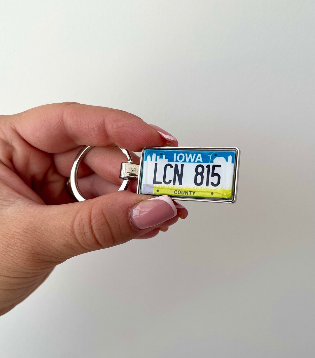 Iowa License Plate Keyring Custom Number Plate Keychain Iowa Etsy