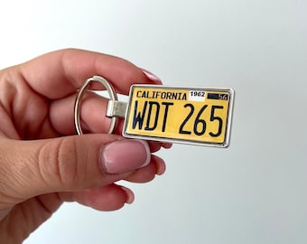 California yellow license plate keyring, custom legacy plate, california keychain