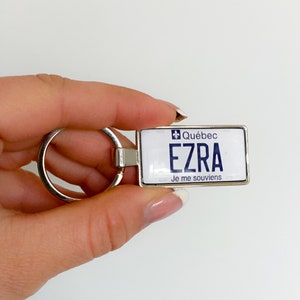 personalised Quebec  License plate keyring, two sided quebec number plates keyring, quebec canada number license plate