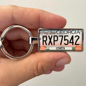 Georgia license plate keyring, personalised Georgia keyring, Georgia number plate keychain