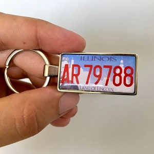 personalized Illinois state license plate keychain, any state or coutry available