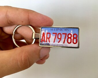 personalized Illinois state license plate keychain, any state or coutry available