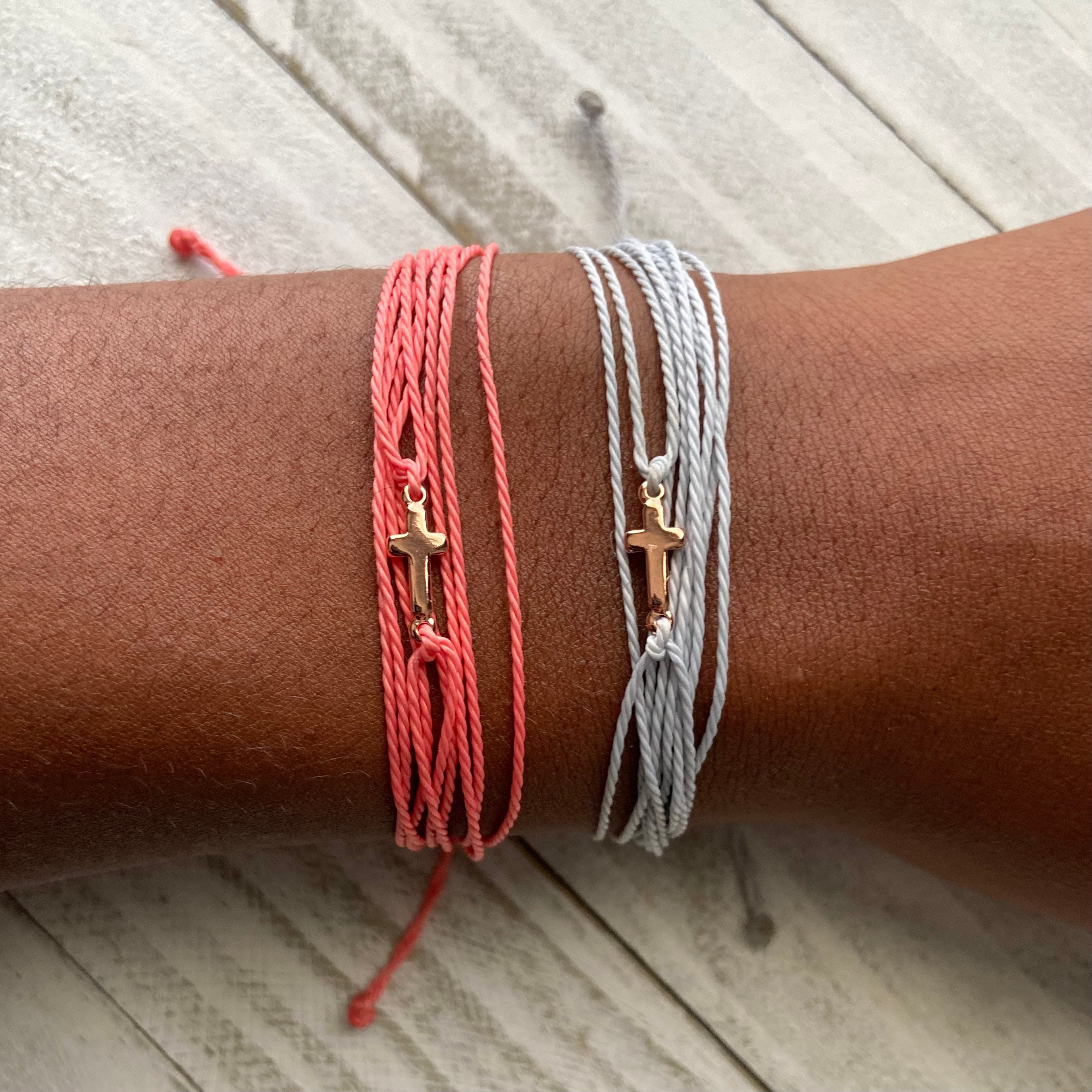 Custom Color Multistrand 18k Rose Gold Cross Bracelet Etsy